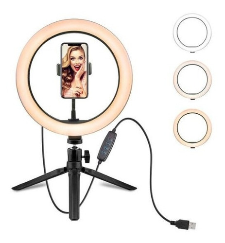 Mayoreo 30 Aros Luz Led Fotografia 27cm Maquillaje Tick Tock Estructura Blanca/negro Luz