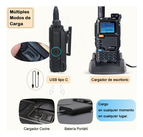 Radios De Comunicación Largo Alcance Uv-5r+ Amfm Uhfvhf Kit6