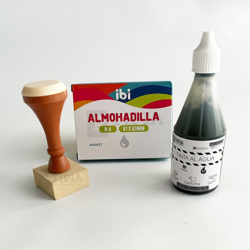 Kit Sello De Madera + Tinta Al Agua + Almohadilla 6,5 X 4,5