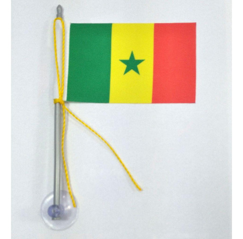 Mini Bandeira Senegal Com Ventosa Poliéster (5,5cm X 8,5cm)