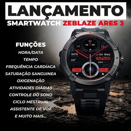 Relógio Smartwatch Militar Zeblaze Ares3 Sport Mode Ultra Hd Cor da caixa Preto Cor da pulseira Meteorite black Cor do bisel Preto