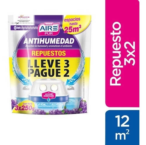 Antihumedad Repuesto Aire Pur Oferta 3x2 Granulado Lavanda