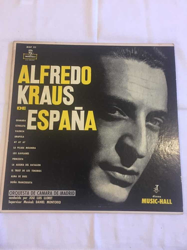 Alfredo Kraus De España Disco Vinilo Lp Music Hall