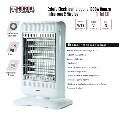 Estufa Electrica Halogena 1600w Cuarzo 2 Niveles Sin Interes