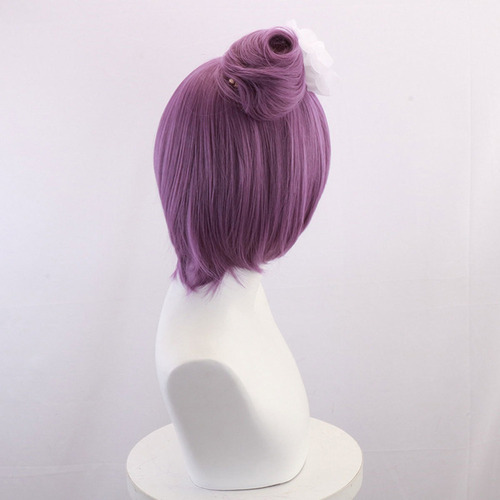 / Peluca De Pelo Morado Con Flores Blancas De Konan Naruto
