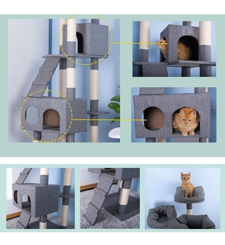 Imagen 2 de 3 de Rascador Para Gatos Gris 60x50x185cm Mas Envio