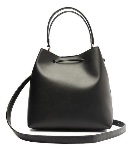 Imagem 4 de 6 de Bolsa Feminina Bucket Tiracolo Preta - My Shoes