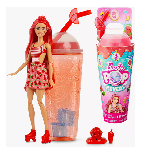 Muñeca Barbie Pop Reveal Fruit + Vaso Con Mascota Acc El Rey