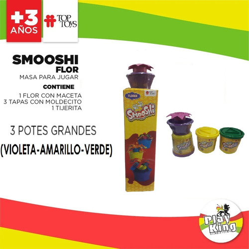 Imagen 2 de 7 de Smooshi X 3 Potes Masa Flores Con Molde Playking