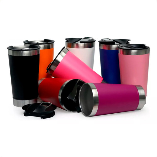 Vaso Térmico De Acero Inoxidable Cervecero Fucsia Liso