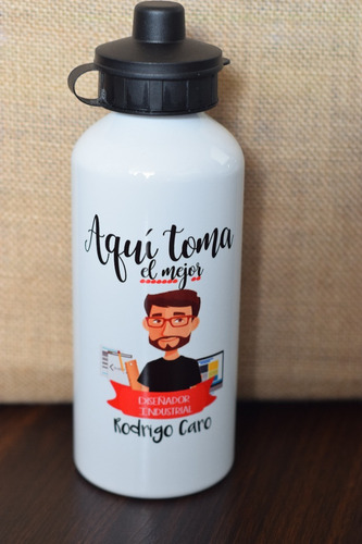 Termos Caramañola Personalizados Blanca-gris 600ml-profesión