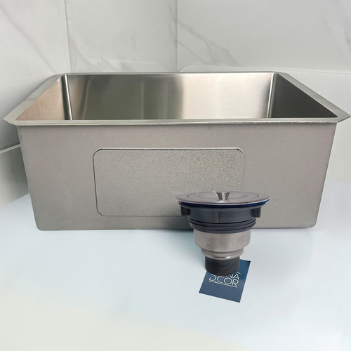 Cuba Inox Gourmet 50x40 Cm Quadrada De Embutir Bancada E Valvula Higiênica 4 1/2 Com Cesto Removível Aço Inox Pia Cozinha Dona D.cor