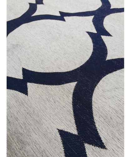 Tapete Geometrico Arabesco 150x200 Cm Lavavel Antiderrapante Cor Azul