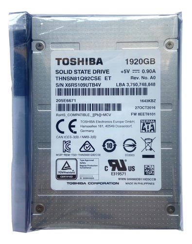Ssd Toshiba 1.92tb 6gb 2.5 Sata Thnsn81q92cse @ Prateado