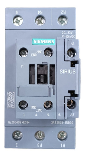 Contactor Siemens 3rt2535-1nb30, 40a Bobina 20-33vdc, No+nc