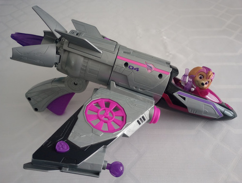 Paw Patrol La Película Avión, Fig De Skye, Luces Y Sonidos Plateado (Usado)