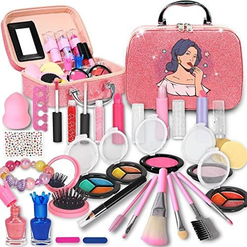 Aopun - Kit De Maquillaje Real Lavable Para Niñas Pequeñas