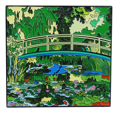 Monet - Pin De Pintura De Lirios De Agua Y Puente Japon...
