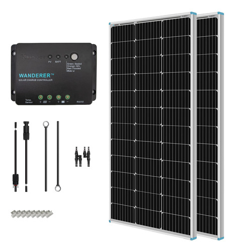 Kit Solar 200w 12v Con 2 Paneles Monocristalinos Y Regulador