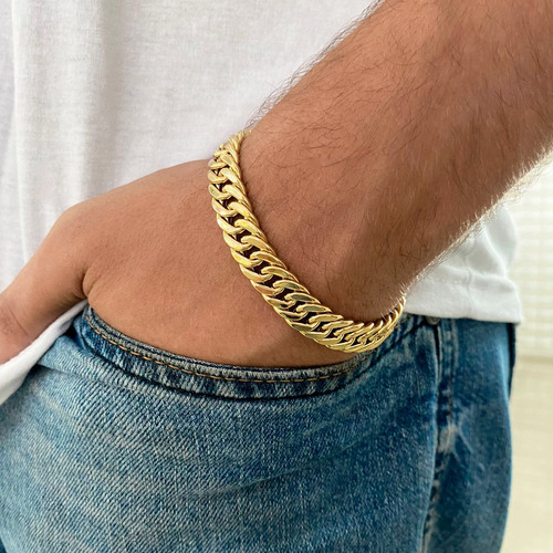 Pulseira Nill Grumet Dupla Ouro 18k 14 Gramas Largura 9,5mm