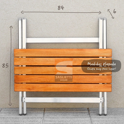 Imagen 7 de 10 de Mesa Plegable Aluminio Madera 84x75 + 4 Sillas Balcon Jardin