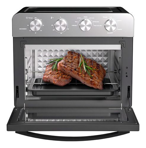 Freidora De Aire Con Horno 25l 10 Funciones 1600w Mirati Color Plateado
