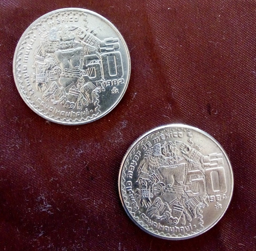 Monedas Antiguas Coyolxauhqui De $50, Es Un Par. /colección