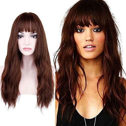 Pelucas - Becus Beauty Long Curly Wavy Hair Wigs With Bangs 