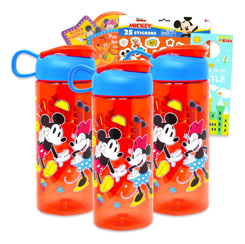 Mickey Y Minnie Mouse Juego De Botella De Agua Niños -...