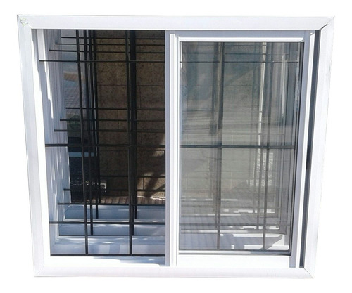 Ventana 80x80 Aluminio Blanco Vidrio Entero Con Reja