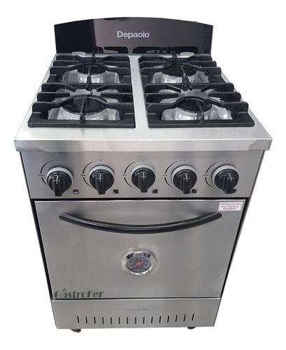Imagen 2 de 3 de Cocina Industrial Depaolo 4 Hornallas 57 Cm + Moldes Pizza