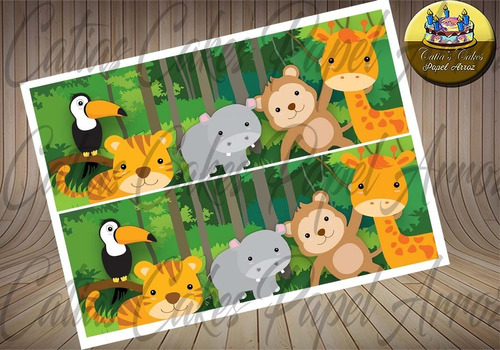 Safari Baby 2 Faixas De Papel Arroz Comestível Para Bolo