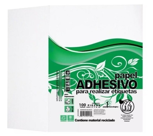 Papel Adhesivo Carta Brillante Etiquetas Laser 100 Hojas