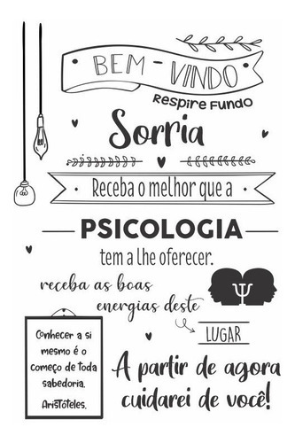 Adesivo Parede Frase Bem Vindo Entre Sorria Psicologia 1.5m Cor Preto