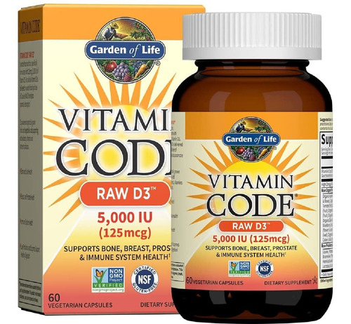 Vitamina D3 5000 Iu (125 Mg) Garden Of Life 60 Capsulas