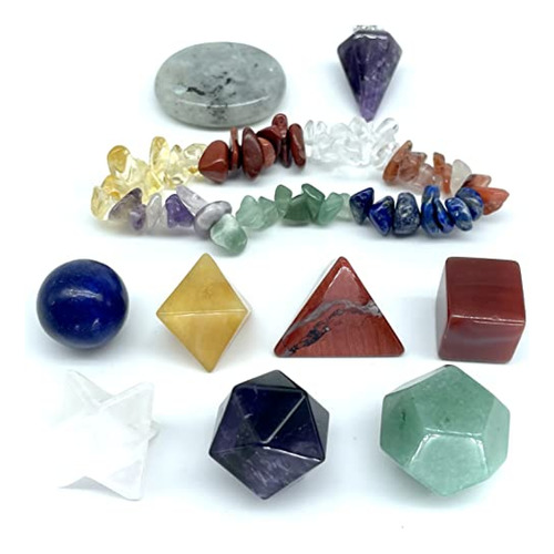 Pendulo  Juego De Piedras Preciosas Naturales De Sólidos Pla