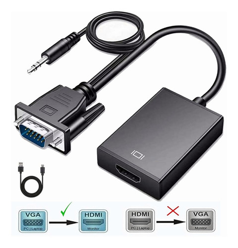 Convertidor Video Vga A Hdmi Audio Adaptadores Full Hd 1080p