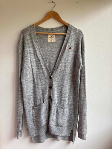 Chaleco Tejido Mujer Hollister Talla M Gris Impecable