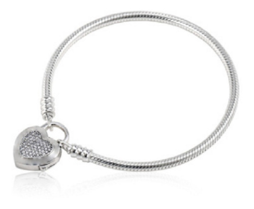 Pulsera Brazalete Broche Candado Corazón Brillante