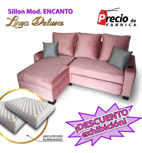 Sofa Cama Sala Esquinera Modular Con Cajonera 2 Pzas Deluxe | Meses sin  intereses