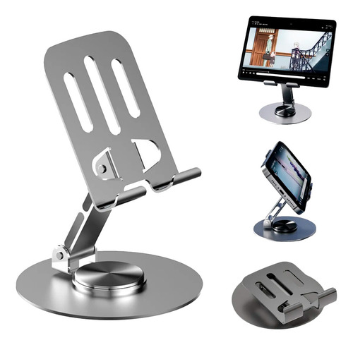 Igad Soporte Plegable Ajustable Portátil 360° Para Celulares Y Tablet De 6 A 8 Pulgadas Compatible Con, iPhone, Samsung, Xiaomi, Kindle Y Más
