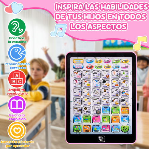Ordenador Portátil Juguete Aprende Didáctico Español/inglés Color Rosa
