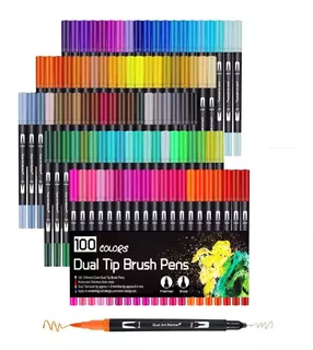 100 Colores Marcadores Plumones Punta De Pincel Dual Brush