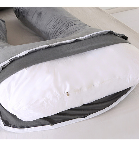 Vasoyo Almohada Para Embarazo En Forma De U Para Dormir Cómodo Con Funda De Terciopelo Lavable Gris;Para Embarazo En Forma De U Para Dormir Cómodo Con Funda De Gris; Terciopelo Cristal Lavable;Almohad