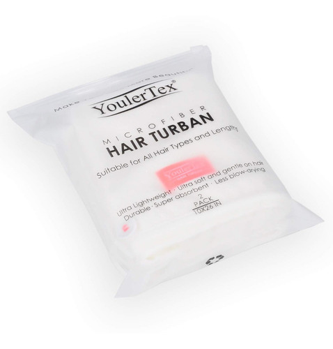 Toalla Microfibra Absorbente Para El Cabello Pack De 2 Pzas Color Blanco