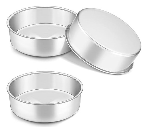 Set 3 Moldes Redondo Alto Hornear Aluminio 26 Cm Vencort