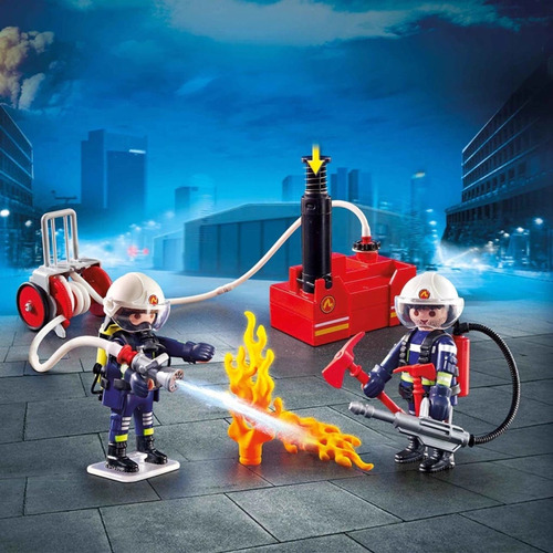 Playmobil Bombero Con Bomba De Agua Real 9468