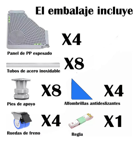 Base Soporte Ajustable Para Lavadora Con 4 Ruedas Y 8 Pies
