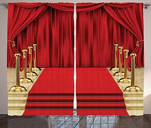 Cortinas De Teatro Ambesonne, Alfombra Roja Y Cortinas De Te