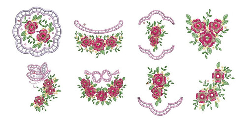 Diseño De Matrices P/ Maquinas De Bordar Flores Rosas Lindas